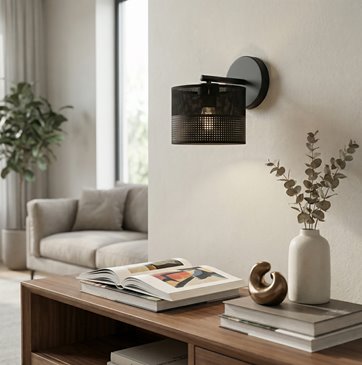 Kinkiet KARBON K1 BLACK klasyczny, abażur, czarny