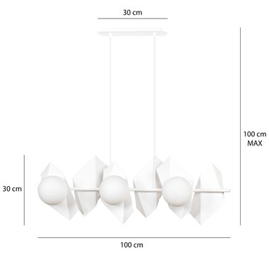 Lampa wisząca DRIFTON 6 WHITE nowoczesna, klosz, biała