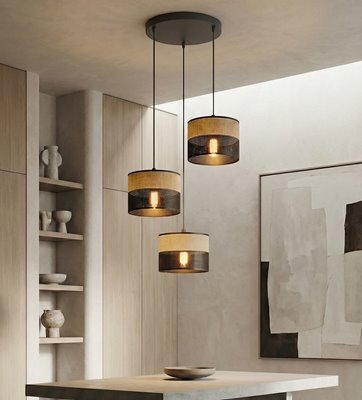 Lampa wisząca KARBON 3 BL BROWN PREMIUM abażur, brązowa