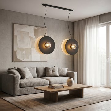 Lampa wisząca SOHO 4 BL GRAFIT designerska, drewno, klosze