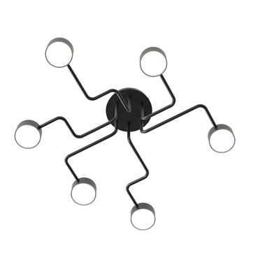Lampa sufitowa KURAGE 6 BL BLACK plafon, czarna, metal, loft
