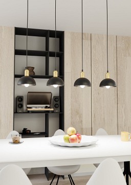 Lampa wisząca MOTO 4 BL, loft, metal, czarna, złota