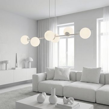 Lampa wisząca MAGNUS 6 GRAY OPAL nowoczesna, klosz, szara