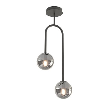 Lampa wisząca ATRIA 2 BL GRAFIT, design, klosz, biały czarny