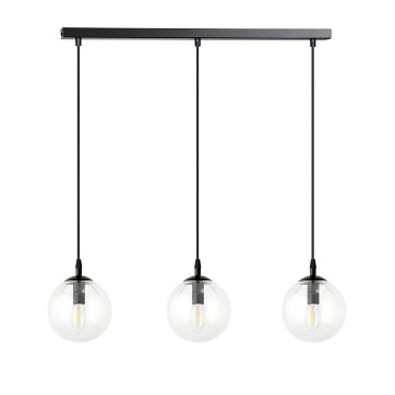 Lampa wisząca COSMO 3 BL TRANSPARENT loft, klosz, czarna