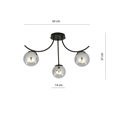 Lampa sufitowa BOSTON 3 BLACK/GRAFIT klosz czarna/grafit
