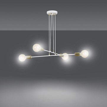 Lampa wisząca VESIO 4 WHITE nowoczesna, loft, biało/złota