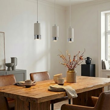 Lampa wisząca FUMIKO 3 WH/CHROME tuby, metal, biały/chrom