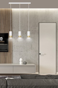 Lampa wisząca FUMIKO 3 WH/GOLD tuby, metal, biało/złota