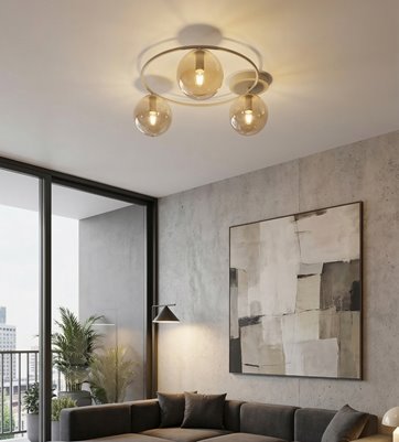 Lampa sufitowa SOPRA 3 MOKKA AMBER plafon klosze beżowa