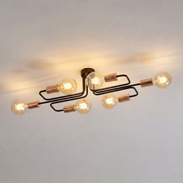 Lampa sufitowa VEKEN 6A BLACK plafon loft czarny/miedziany