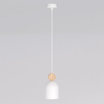 Lampa wisząca MESI 1 WHITE nowoczesna, biała, metal drewno