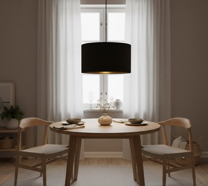 Lampa wisząca HILDE 1 BL BLACK abażur welur czarny