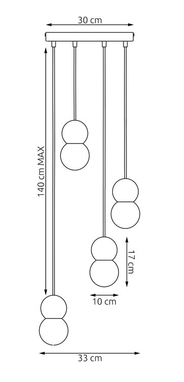 Lampa wisząca LOOP 4 BLACK nowoczesna, czarna, drewno, klosz