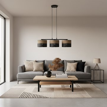 Lampa wisząca KARBON 3 BL BROWN klasyczna, abażur, brązowa