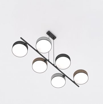 Lampa wisząca DRUMZ 6 MIX1 nowoczesna, czarna, abażury