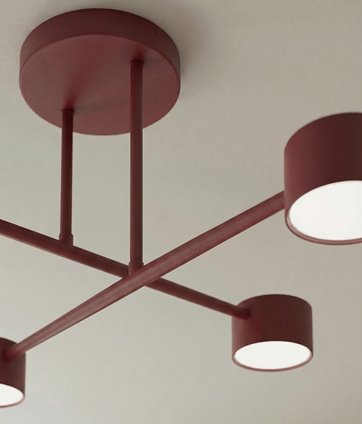 Lampa sufitowa HALO 4 BURGUNDY minimalistyczna, metal