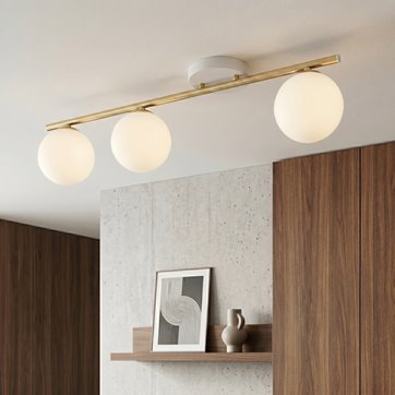 Lampa sufitowa MONZA 3 WH OPAL plafon klosze biała/złota