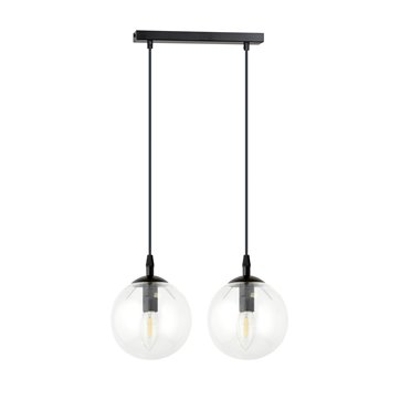 Lampa wisząca COSMO 2 BL TRANSPARENT loft, klosz, czarna