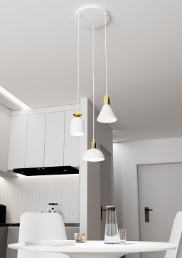 Lampa wisząca FOX 3 PREM WH loft, biały, złoty