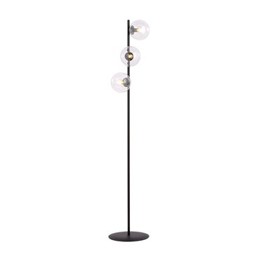 Lampa podłogowa ROSSI LP3 TRANSPARENT szklany klosz, czarna