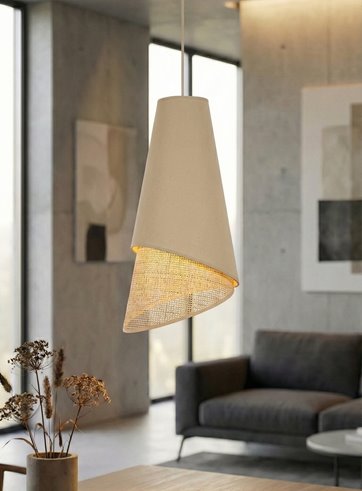 Lampa wisząca MODA 1 MO RATTAN nowoczesna, beżowa, abażur