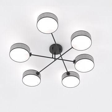 Lampa sufitowa MAGA 6 GRAY plafon, szara, abażur