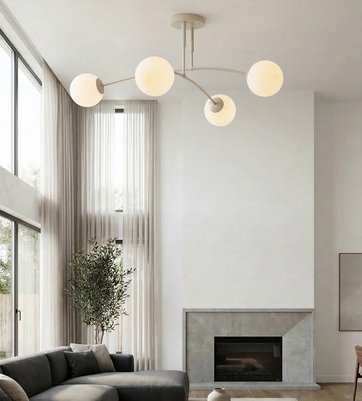 Lampa sufitowa PREGOS 4 MOKKA OPAL klasyczna, klosz, beżowa