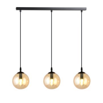 Lampa wisząca COSMO 3 BL MIODOWY loft klosz bursztyn czarna