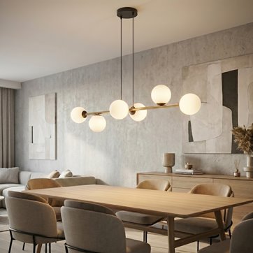 Lampa wisząca GRAVITY 6 BL OPAL czarna/złota/biała