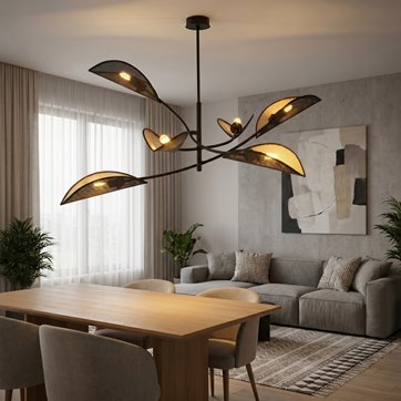 Lampa sufitowa LOTUS 6 BLACK/GOLD abażury czarna/złota