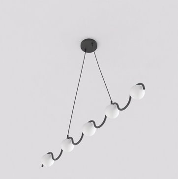 Lampa wisząca SINUS 5 BL OPAL nowoczesna, czarna, metal