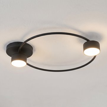 Lampa sufitowa LUCIO 2 BL BLACK plafon, czarna, metal, loft