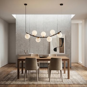 Lampa wisząca RITZ 7 BL OPAL  nowoczesna, regulowana, klosze