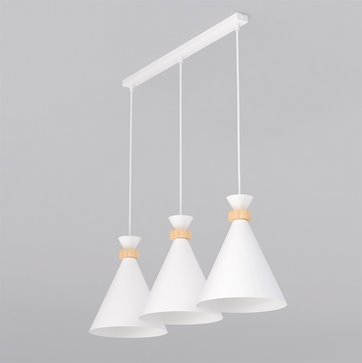 Lampa wisząca ZERO 3 WHITE nowoczesna, biała, metal, drewno