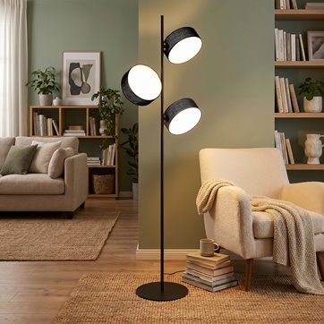 Lampa podłogowa DRUMZ LP3 BLACK nowoczesna, czarna, abażur