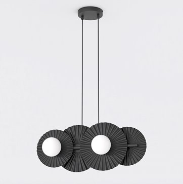 Lampa wisząca UMBRA 4 BLACK OPAL loft, czarna, metal, fala