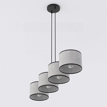 Lampa wisząca ECO 4 BL GRAY klasyczna, abażur, szara