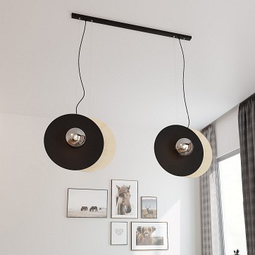 Lampa wisząca SOHO 4 BL GRAFIT designerska, drewno, klosze