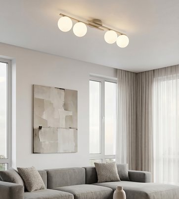 Lampa sufitowa KAIRO 4 MOKKA OPAL plafon, klosz, beżowa