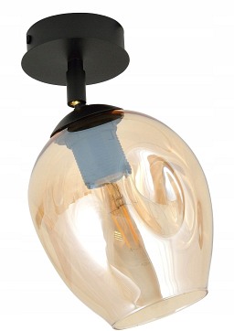 Lampa sufitowa FLOW 1 BL MIODOWY loft klosz czarna bursztyn