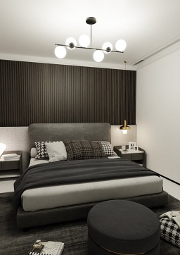 Lampa sufitowa BIOR 6 BLACK klasyczna, klosz, czarno/biała