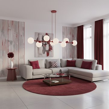 Lampa wisząca MAGNUS 8 BURGUNDY OPAL nowoczesna, klosz