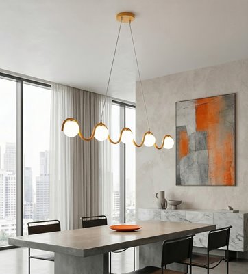 Lampa wisząca SINUS 5 ORANGE OPAL nowoczesna, pomarańczowa