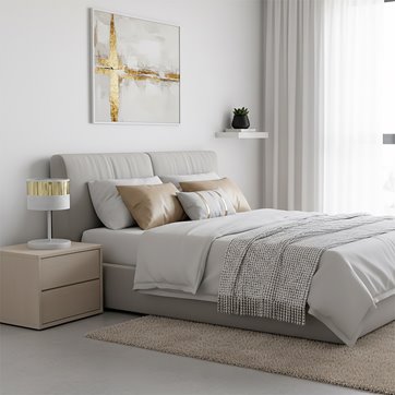 Lampka nocna LUX LN1 WH GOLD abażur, biała, złota, klasyczna