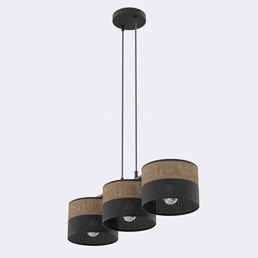 Lampa wisząca KARBON 3 BL BROWN klasyczna, abażur, brązowa