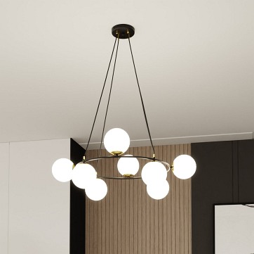 Lampa wisząca AZURA 8 BL OPAL wyjątkowa, nowoczesna, klosze