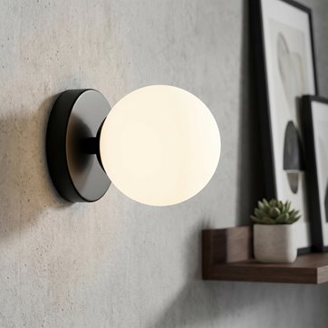 Kinkiet BIOR K1 BLACK minimalistyczny, klosz, czarno/biały