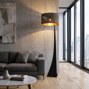 Lampa podłogowa ESTRELLA LP1 BLACK/GOLD abażur czarno/złoty