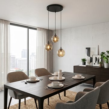 Lampa wisząca COSMO 3 BL PREMIUM MIODOWY loft, klosz miodowy